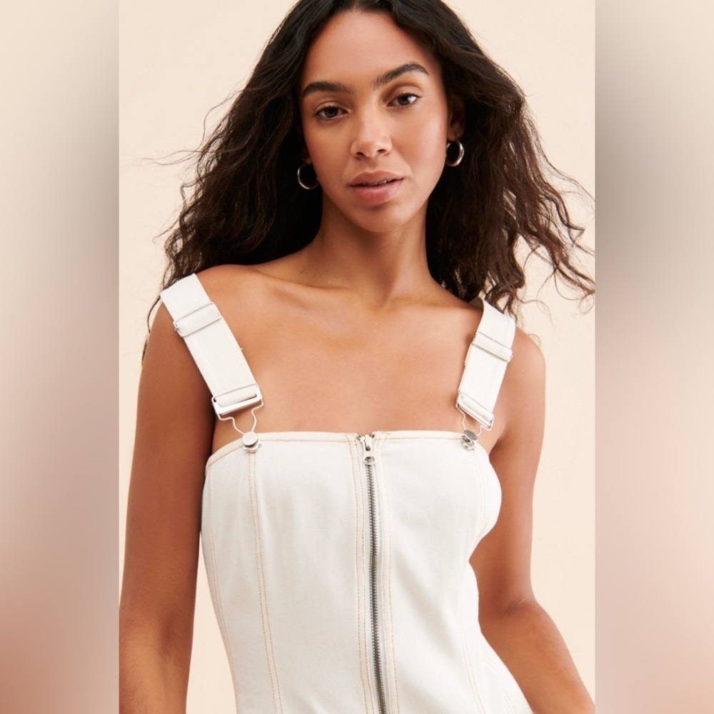 Anthropologie Overall Zip Front Midi Dress By Forever That Girl - Picture 3 of 16
